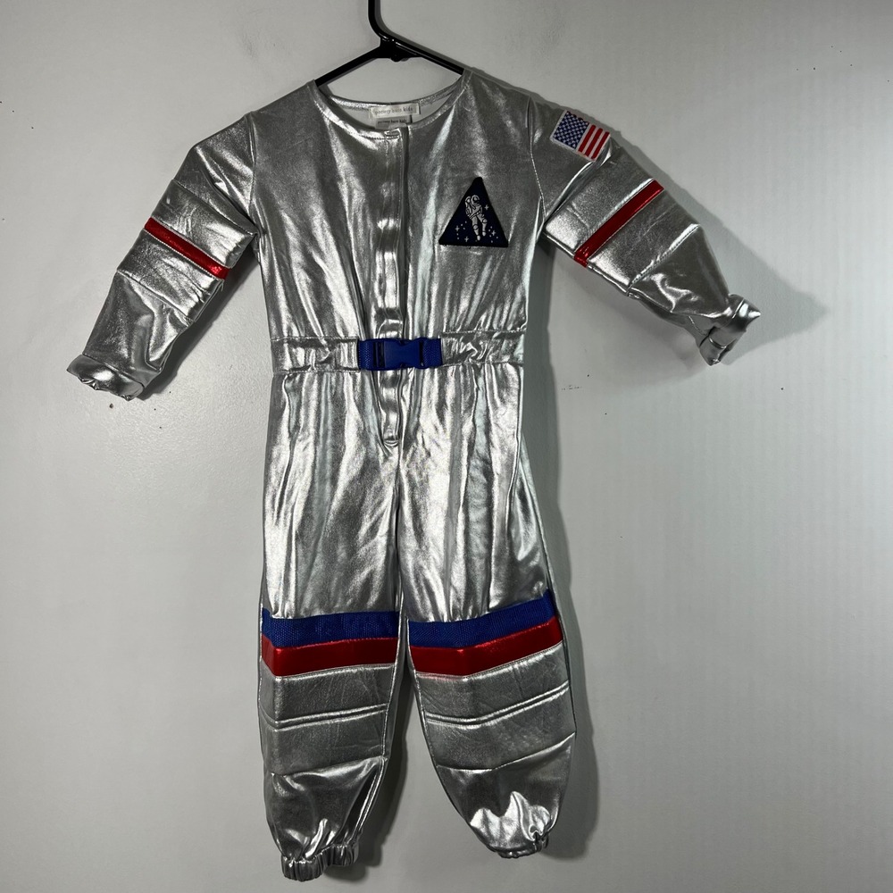 Pottery Barn Kids Metallic Astronaut Space Suit Costume 3T Flag No Accessories